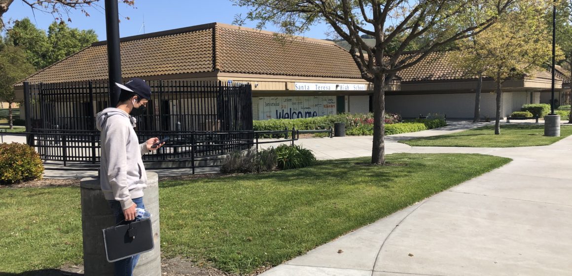 Santa Teresa High School student Justin Jarvis chose to continue with distance learning. Students in the East Side Union High School District had the option to attend part of the school day in-person. Photo by Lorraine Gabbert.