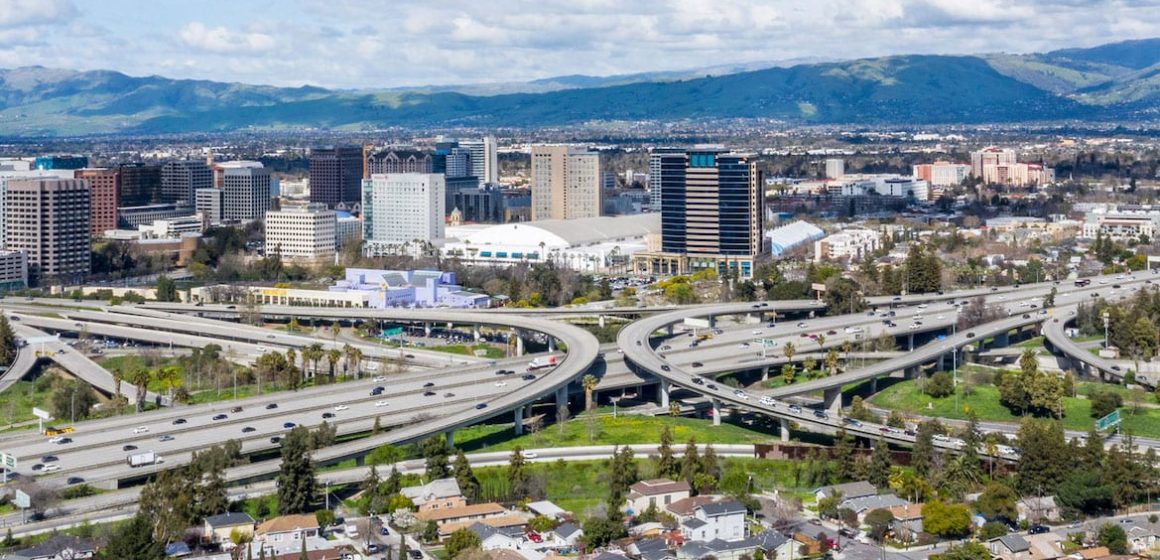 An aerial view of downtown San Jose