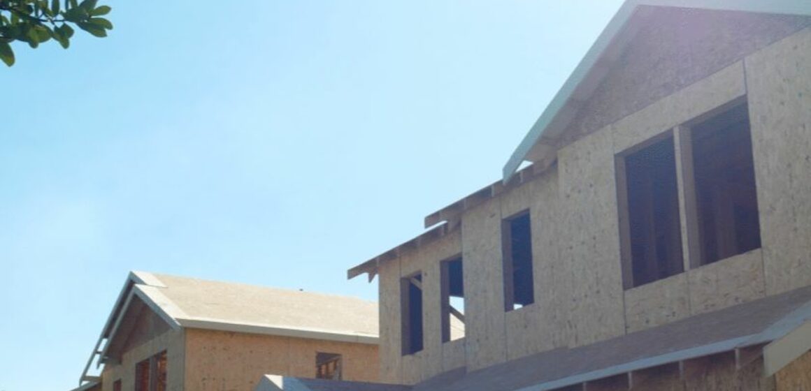 Two single-family homes under construction