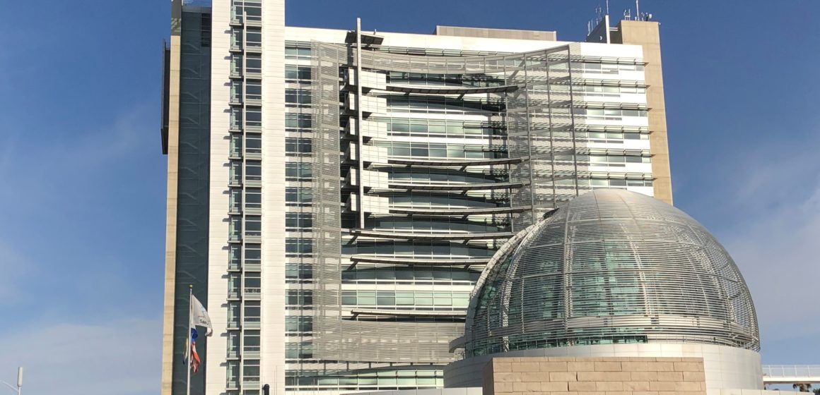 The exterior of San Jose City Hall on a sunny day.