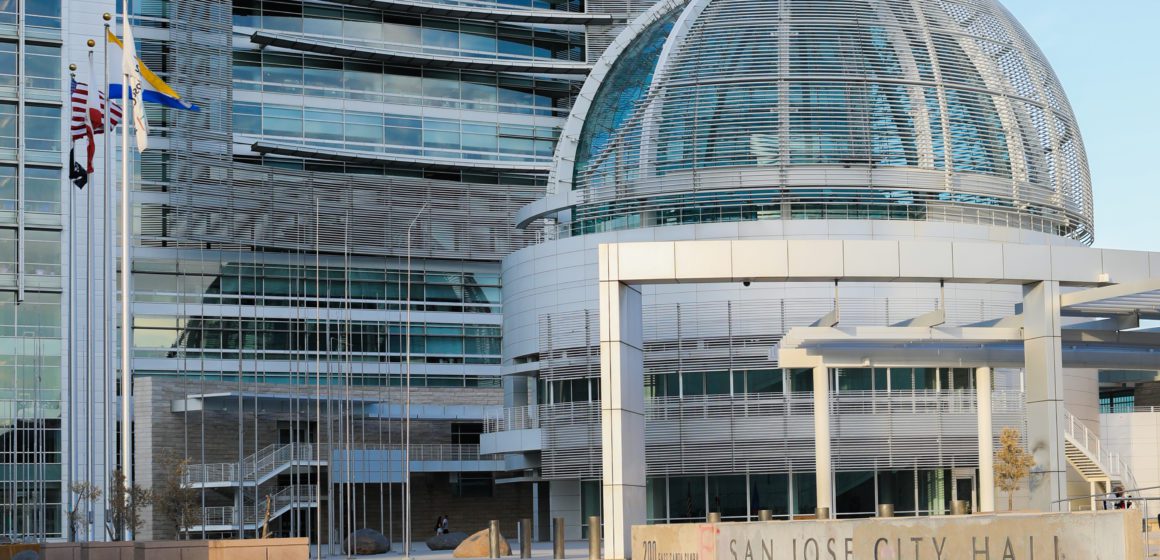 Outside the rotunda at San Jose City Hall