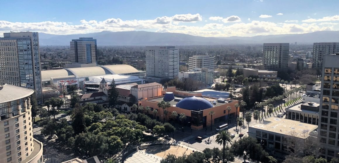 An aerial view of downtown San Jose