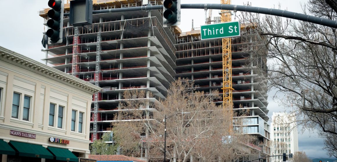 A high-rise building under construction in San Jose