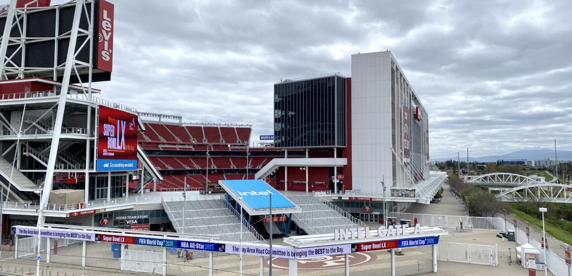 Levi's Stadium Intel Gate entrance empty, shot from a height