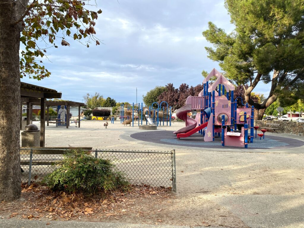 The space-themed playground at Sunnyvale's Lakewood Park