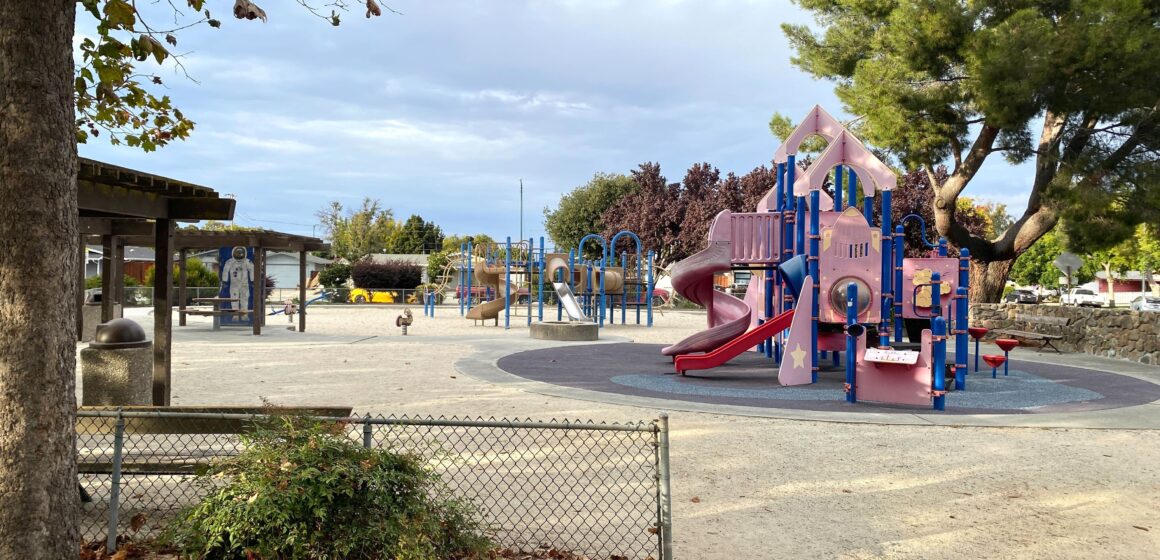 The space-themed playground at Sunnyvale's Lakewood Park