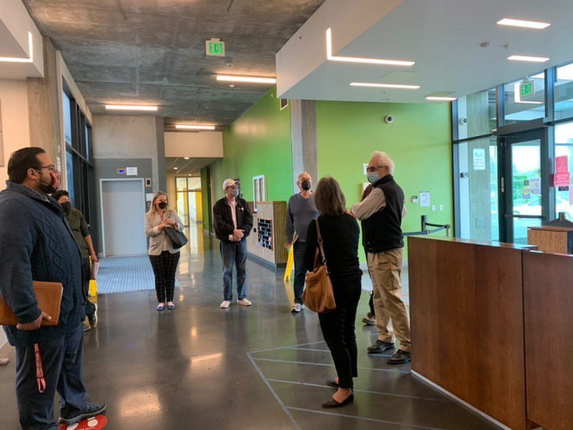 On April 12, the East San Jose Tenants Coalition toured Renascent Place with developer Charities Housing and property manager John Stewart Company. Photo courtesy of Peter Ortiz.