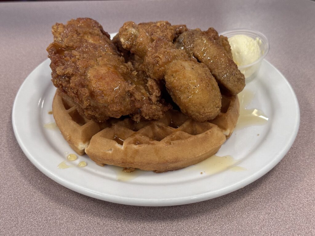 Chicken and waffles. Photo by Robert Eliason.