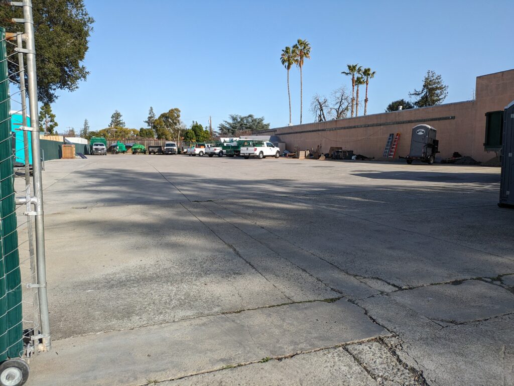 A mainly empty parking lot on S. McGlincy Lane, where a new Campbell warehouse could be built.