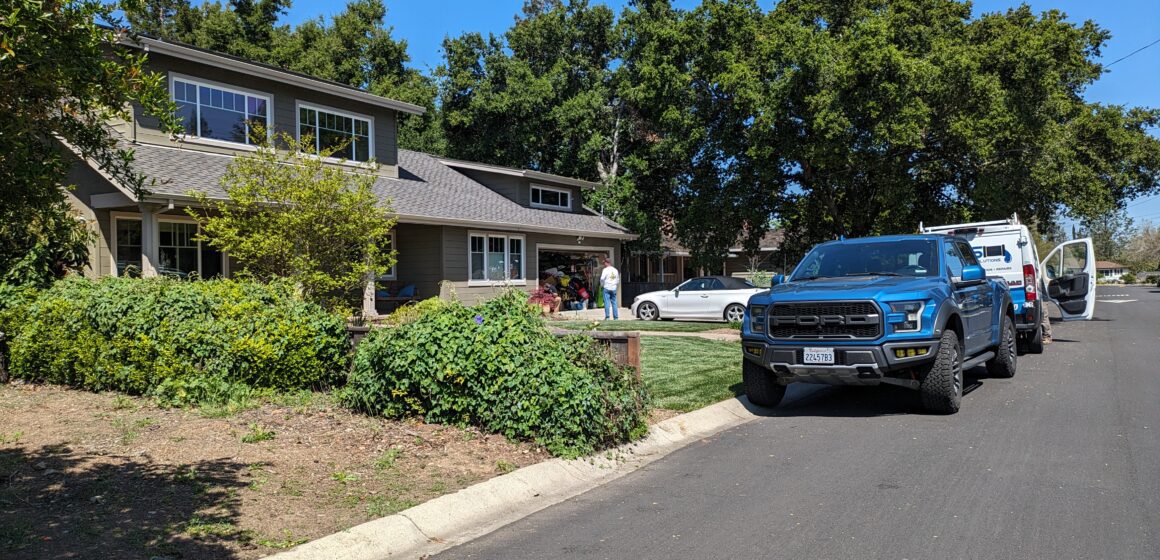 A two-story suburban house in Los Gatos on Benedict Lane which could be impacted by a potential seven-story housing development going through the preliminary application processes.