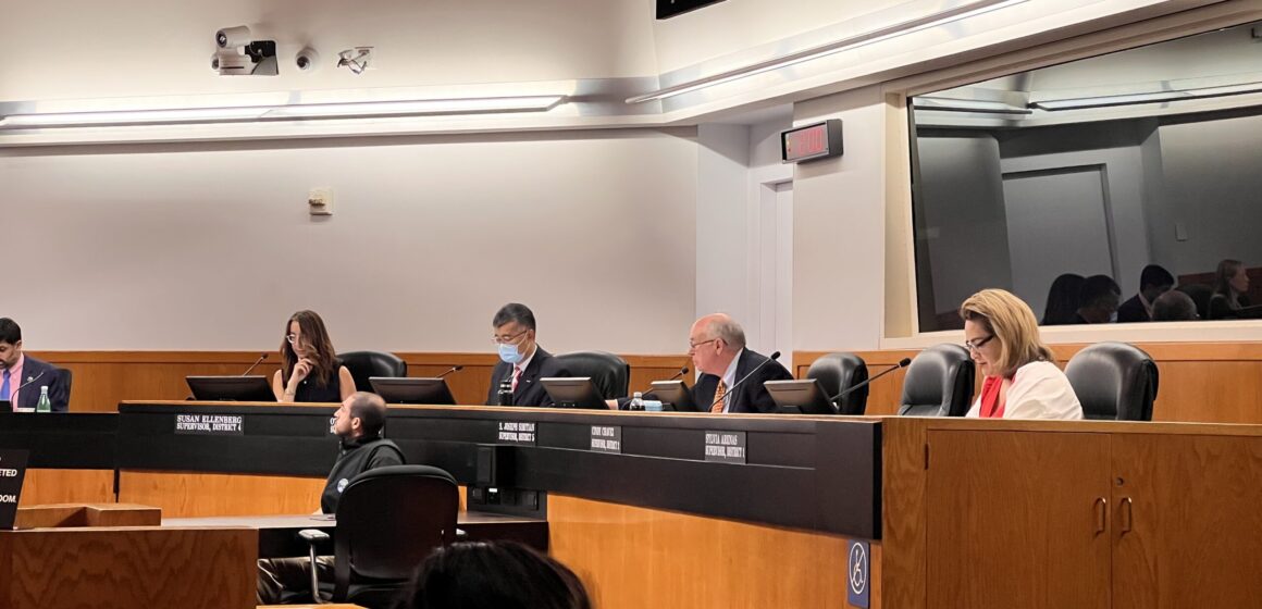 The Santa Clara County Board of Supervisors in the meeting chambers