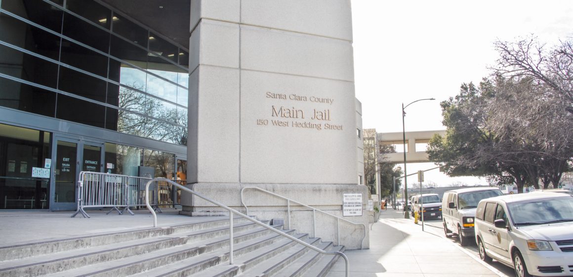 The exterior steps of the main jail in Santa Clara County