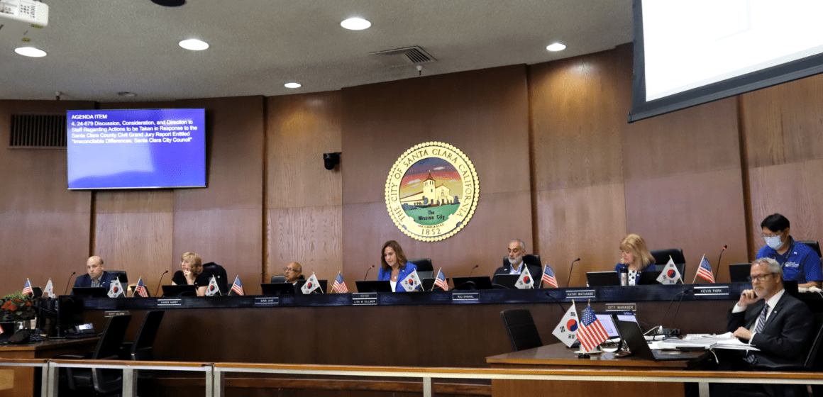 The full dias of Santa Clara City councilmembers